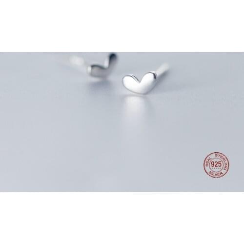 LKO 2021 New Simple Mini Small Love Heart Stud Earrings 925 Sterling Silver Cute Charm Jewelry For Women Jewelry Accessories