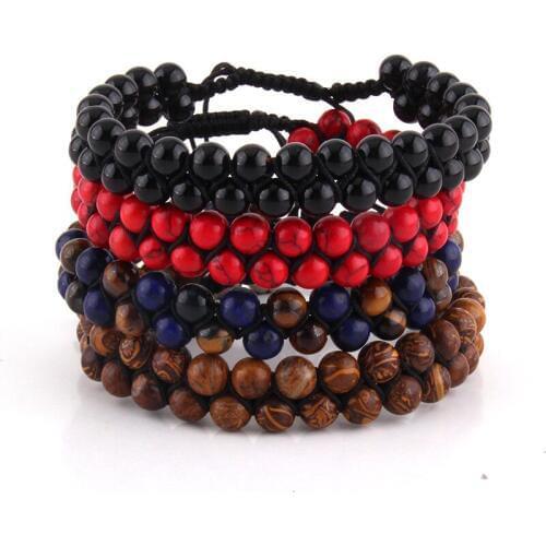 MOODPC Fashion Beaded Bracelet Jewelry Handmade Stones Skull Heads Friendship Bracelet For Men or Women Drop Shipping