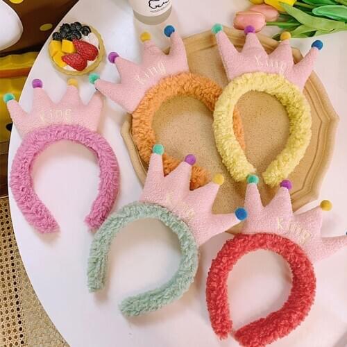 New face wash makeup hair band hairpin cartoon cute little crown hair band embroidery queen headband woman girl hair accessories