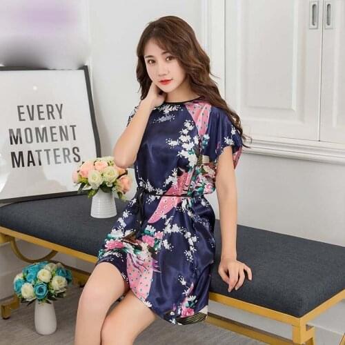 2021 Short Sleeve Pajamas Large Size Plus Womens Sexy Spring And Summer Suspender Skirt Silk Like Home Wear Europe Night Dress