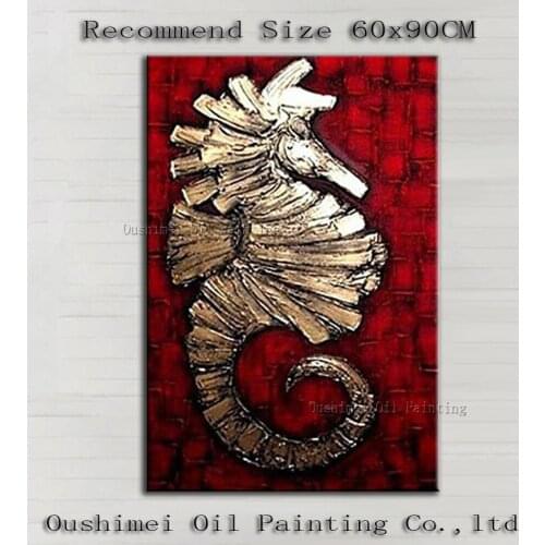 Hand Painted Modern Mural Picture on Canvas Famous Wall Art Abstract Painting Hang Paintings For Room Sea Horse Oil Painting