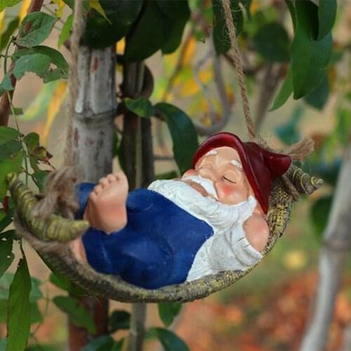 Garden Gnome Statue Lying Elf Resin Dwarf Sculpture for Outdoor Patio Yard Lawn M68E