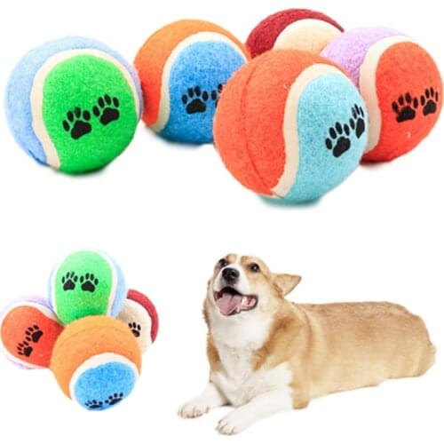 Footprint Printed Tennis Ball Dog Training Toy Ball 4" Low Bounce Puppy Balls for Training Play Exercise and Fetch 6pcs Pack