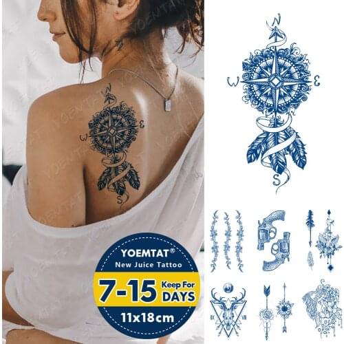 Juice Lasting Ink Tattoos Body Art Waterproof Temporary Tattoo Sticker Whale Universe Tatoo Arm Fake Mountain Sea Tatto Women