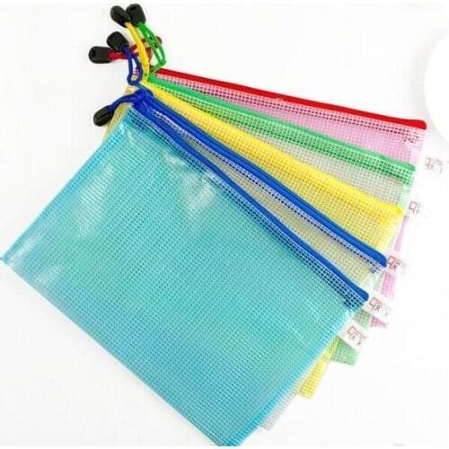 Grid Zipper Archival Bag Multi Color Folders Waterproof Plastic File Pocket Student Stationery Filing Supplies