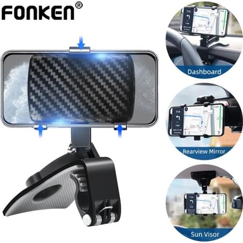 Fonken Universal Dashboard Car Phone Holder Clips GPS Stand Rearview Mirror Phone Holder Clip 360 Degree Bracket in Car Supports