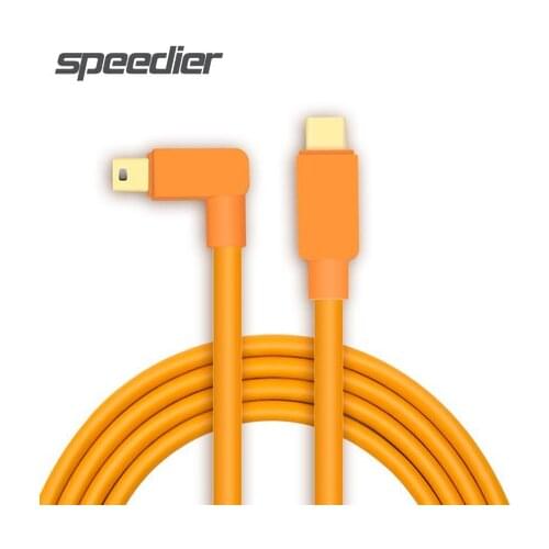 USB-C to 2.0 Mini-B 5-Pin, 1.5M-10M (High-Visibility Orange) elbow cable Elbow on line no transfer 5D2 5d3 80d 6d