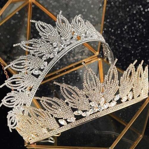 ACRDDK Vintage Crytal Zircon Tiara Crowns Princess Jewelry Birthday Tiara Wedding Bridal Hair Jewelry Accessories SL