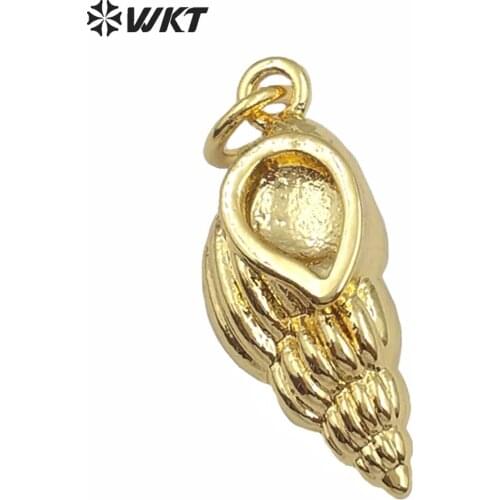 WT-JP144 Trumpet Shape With Full Brass Metal Pendant Random Size Used In Fashion Necklace Pendant Jewelry