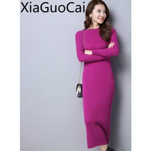Модные вязаные платья XiaGuoCai China At AliExpress