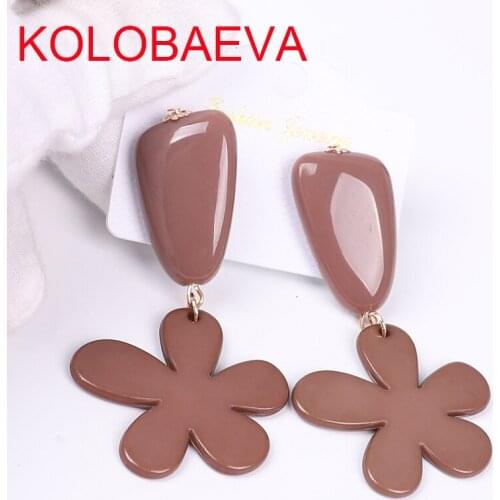 Jewelry womens acrylic pink pendant flower earrings geometric punk Korean boho statement fashion personality christmas earrings