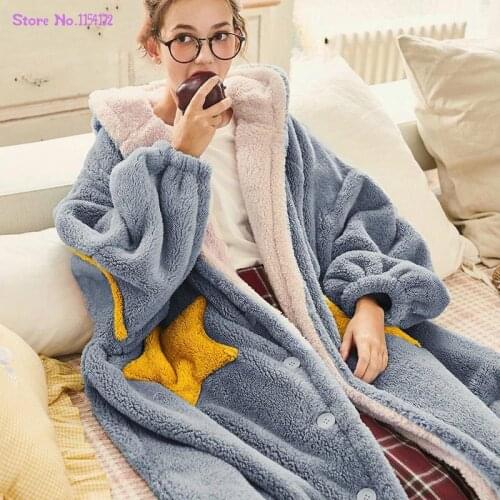 Plus Size Homewear Fashion Femme Sleepshirts Autumn and Winter Nightdress Nightgowns For Womens Winter Thick Coral Velvet Girls