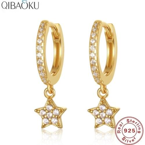 S925 Sterling SIlver Earrings Mini Shiny Star Hoop Earrings for Women Cute Geometry Circle Earrings Fine Jewelri