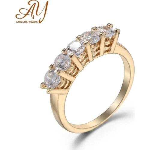 Anillos Yuzuk Yellow Gold 925 Sterling Silver Classic Finger Rings For Women Bridals Wedding Engagemen With CZ Fine Jewelry