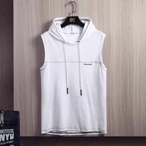 2021 Summer Vest Men Casual Solid Hoodie New Male Gym Soft Sleeveless T-shirt Vest Hip Hop Sportswear Tank Tops Letter Printing