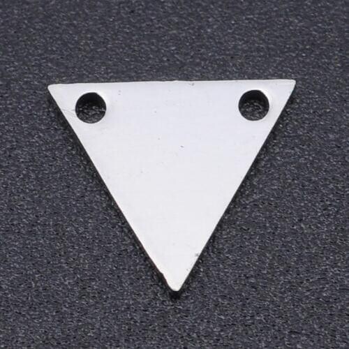 10pcs/lot High Polish Stainless Steel Triangle Charms Connectors Two Holes for DIY Jewelry Making Accessories Wholesale