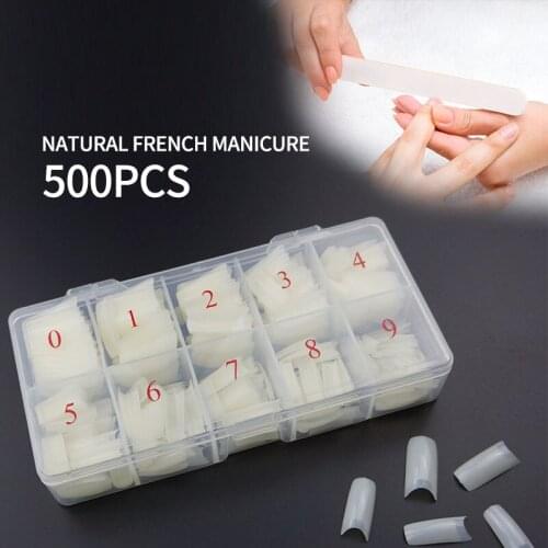 500 Pcs/set Nail Tips Transparent Nail Capsule Fake Fingernails Artifical False Nails Coffin Tips Manicure DIY Tools
