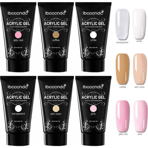 6color/lot 30ml Nail Polish Polygels Lacquer Crystal Extension Gel Polish Varnishes For Manicure Nail Art Transparent Pink White