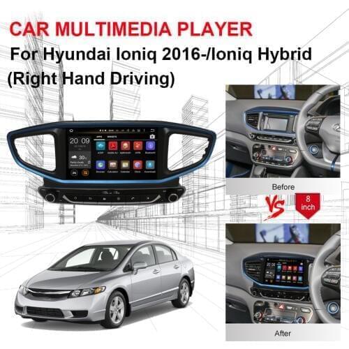 8 Inch Android 8.0 Octa Core 4GB RAM Car GPS Navigation For Hyundai Ioniq 2016-/Ioniq Hybrid Right Hand Driving Radio Stereo