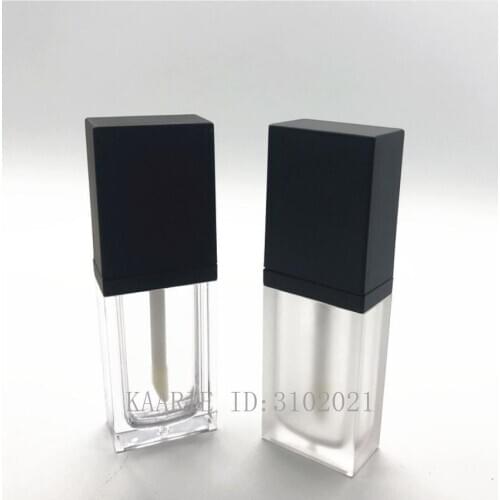 8ML 10-100pcs Plastic Flat Square Clear Lip Gloss Tube with Black Cap, Empty High Quality Cosmetic Liquid Lipstick Bottle
