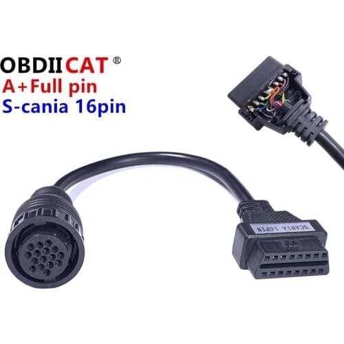 A+ Quality 16pin for SCA--NIA to OBD2 16pin OBD Extension cable for SCA--NIA Truck 16 Pin OBD2 Connector compatible