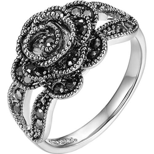 BONISKISS Newest Fashion Womens Ladies Gothic Vintage Big Rose Flower Band Ring Statement Rings for Women Girls Jewellery