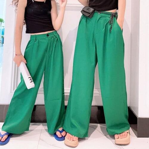 Teenage Girls Wide Leg Trouser New 2021 Spring Summer Fashion Loose Kids Pants Mother & Daughter Trousers Clothing 6 8 10 12 14Y