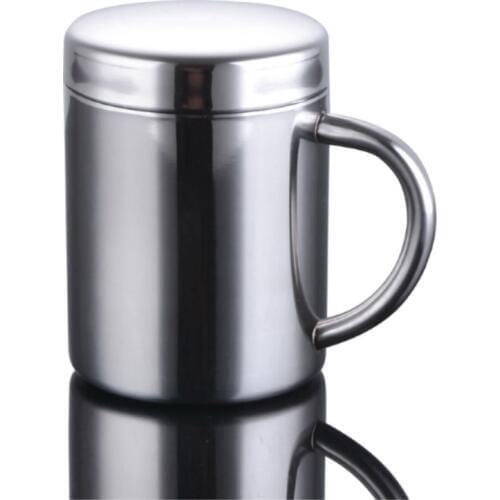 304 stainless steel double insulation cup thickening kindergarten student childrens mouth cup with lid cup