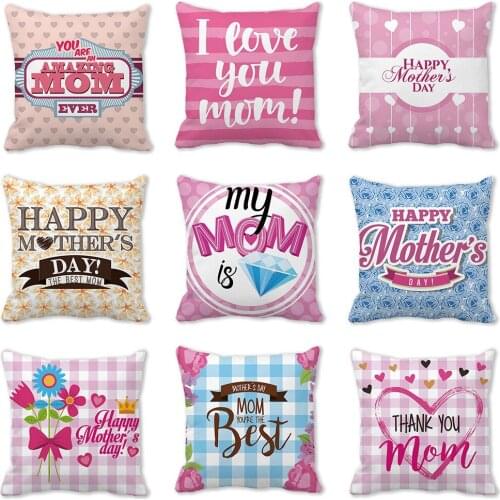 Happy mothers day i love mom peach skin pillowcase Home decoration cushion cover Pillowcase for sofa throw pillow covers