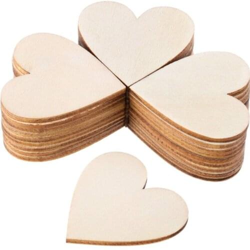 20pcs 60mm Unfinished Wooden Slices Heart Shaped Wood Discs Cutouts Wood Tags for Birthday Board Calendar DIY Crafts Home Decor