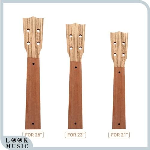 DIY S/C/T Ukulele Neck Unfinished Peg Hole Mahogany Body Ukulele DIY Replacement Zebrawood Veneer Diamond Head