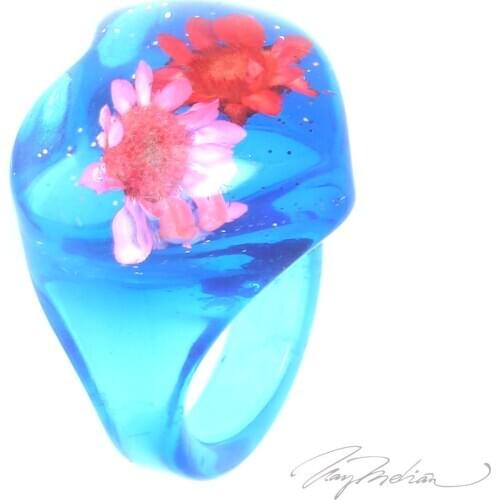 Design ring Methacrylate Blue METACORAZ Collection CROWN