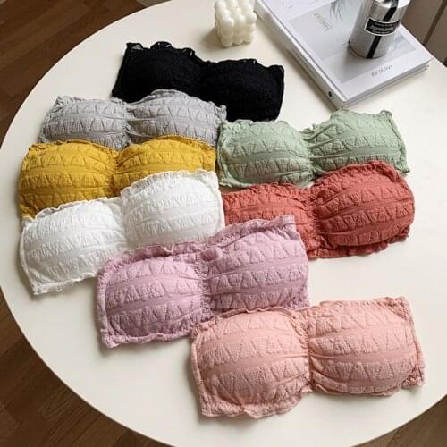 Thread Cotton Beauty Back Coloreful Underwear Female Strapless Bra Undershirt Wrap-around Buckle No Rims Bra women lingerie