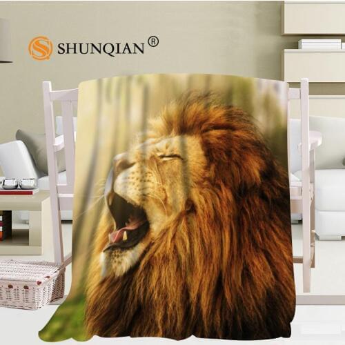 Custom Lion Blanket Office Sofa Blanket Portable Soft Blanket Bed Plane Travel Adult Home Blanket