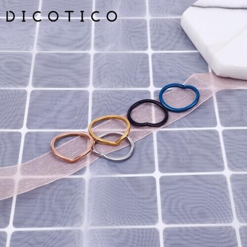 Dicotico Heart-shaped Fashion Classic Simple Multi-color Elegent Sturdy Stainless Ring Gift For Women