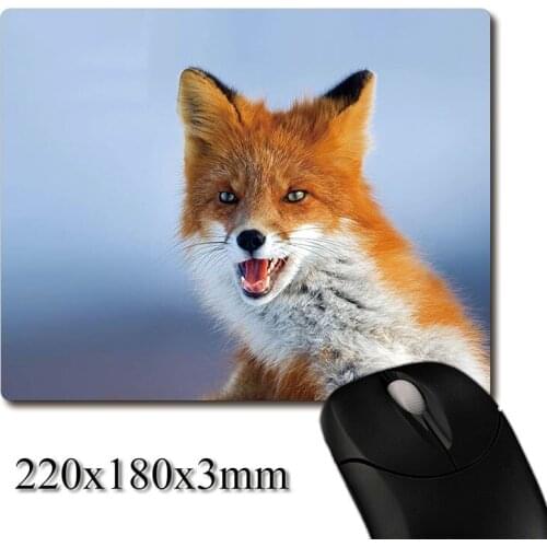 Charming red fox close-up printed Heavy weaving anti-slip rubber pad office mouse pad Coaster Party favor gifts 220x180x3mm