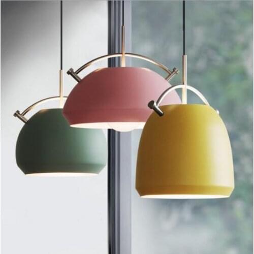 Nordic Creative Macaroon Art Dining Room Pendant Lamp Modern Simple Multi Color Designer Lamp Free Shipping LED Bulbs Metal Iron