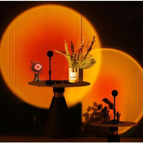 Sunset Projector Lamp Rainbow Atmosphere Led Night Light For TIKTOK Vide Home Bedroom Background Wall Decoration USB Sunset Lamp