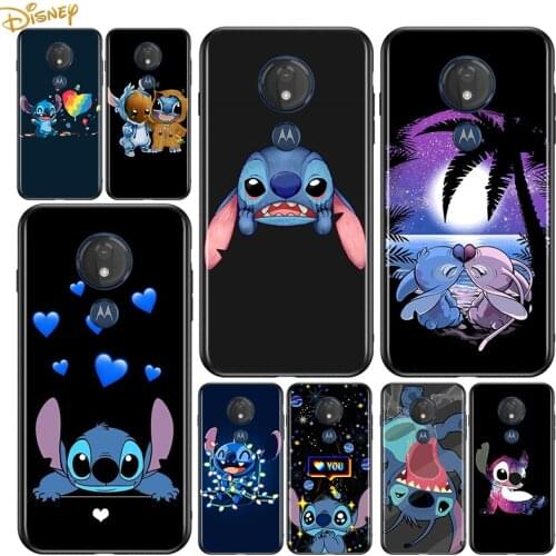 Cute Cartoon Stitch for Motorola G9 G8 G E7 E6 One Play Marco Hyper Fusion Stylus Power Edge Plus Black Phone Case
