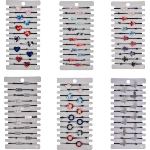 Fashion Turtle Pendant Braided Elastic Bracelet Acrylic Acetate Love Heart Butterfly Bracelet for Women Girls Cuff Jewelry 12pcs