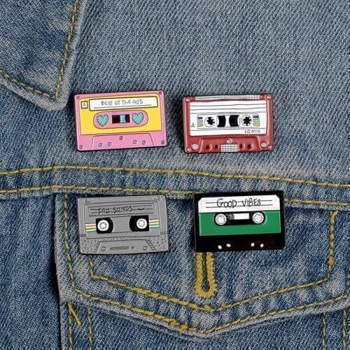 90s Music Tape Enamel Pin Vintage Nostalgic Best Song Brooches for Bag Clothes Lapel Pin Old-school Badge Jewelry Gift Friends