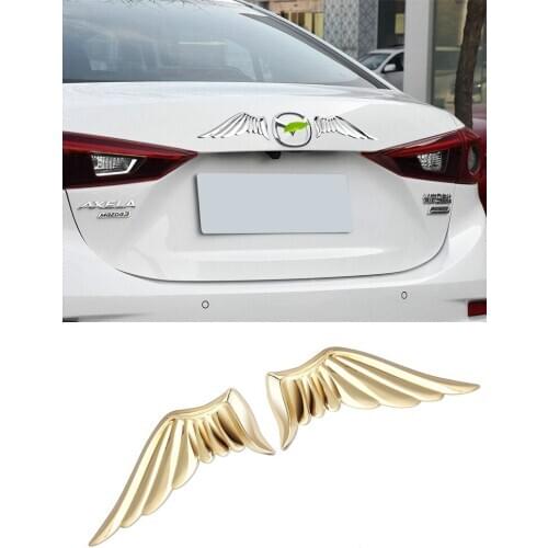 1 Pair 3D Metal Angel wing Car Side Fender Rear Trunk Sticker Emblem Badge For Jeep BMW Ford Volvo Nissan Mazda VW Car Styling