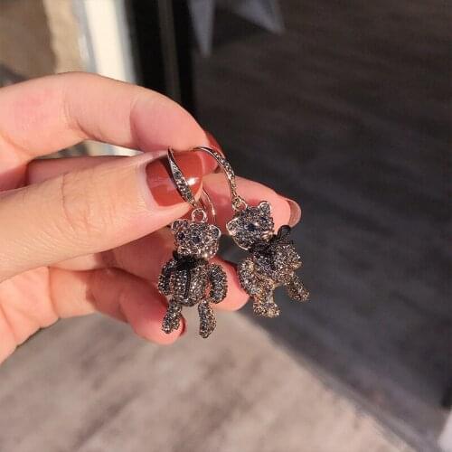 2020 New Fashion Trend Womens Earring Lovely Cute Delicate Lucency Little Bear Earrings For Lady Girl Jewelry Accessories Gifts