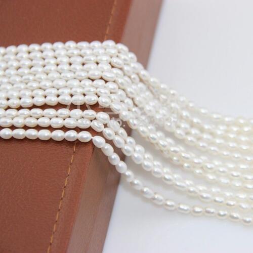 Wholesale 3 strand white 7-8MM A Natural Oval pearl Loose beads 14inch