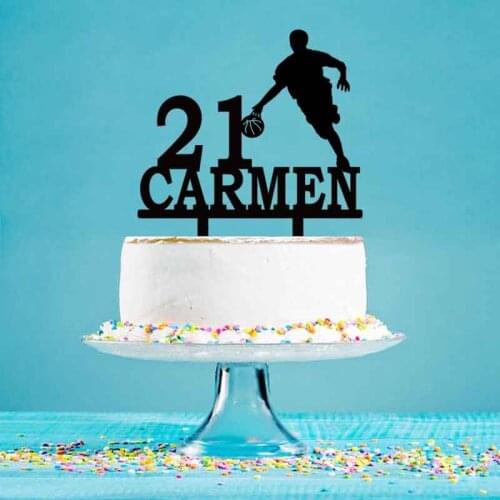 Personalized Basketball Cake Topper Custom Name Age Man Play Basketball Cake Topper For Birthday Cake Decoration Topper YC107