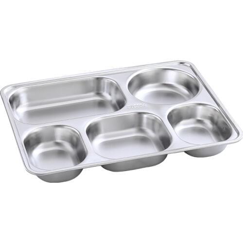 304 Stainless Steel Fast Food Tray Child Baby Anti-fall Tray Student Cafeteria Partition Plate