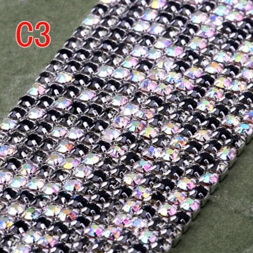 Factory sales Level A Crystal rhinestone chain 2mm 10yards/roll Color mixing