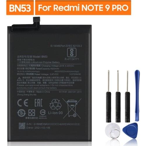 Original Replacement Battery BN53 For Xiaomi Redmi Note 9 Pro Genuine Phone Battery 5020mAh