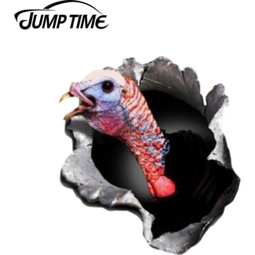 Jump Time 13cm x 11.8cm Funny Turkey gobbler car decal 3D Pet Graphic Vinyl Decal Car Window Laptop Bumper Animal Car Stickers