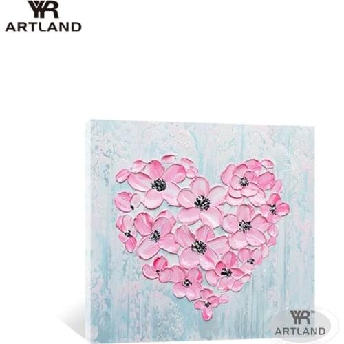 Wedding decoration pink heart wall posters for bedroom Hand painted oil painting on canvas hanging picture for living room sofa